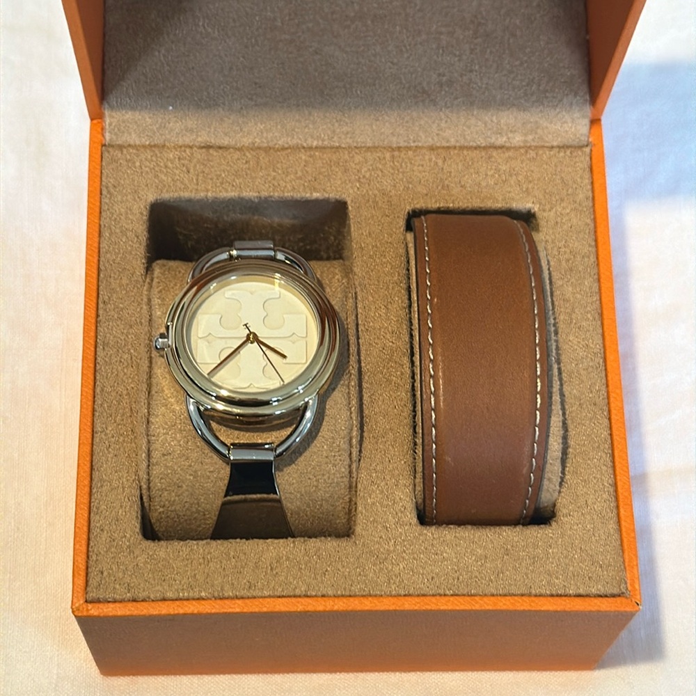 Tory Burch Silver and Brown Watch